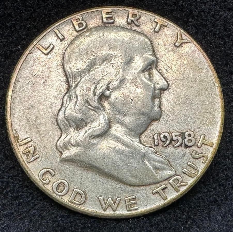 1958 P Franklin Silver Half-Dollar (1 of 2)