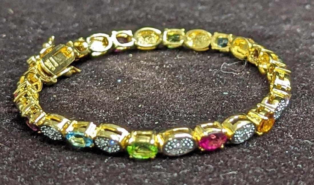 Joan Rivers Gold Tone Multi Colored Rhinestones Tennis Bracelet (1 of 9)