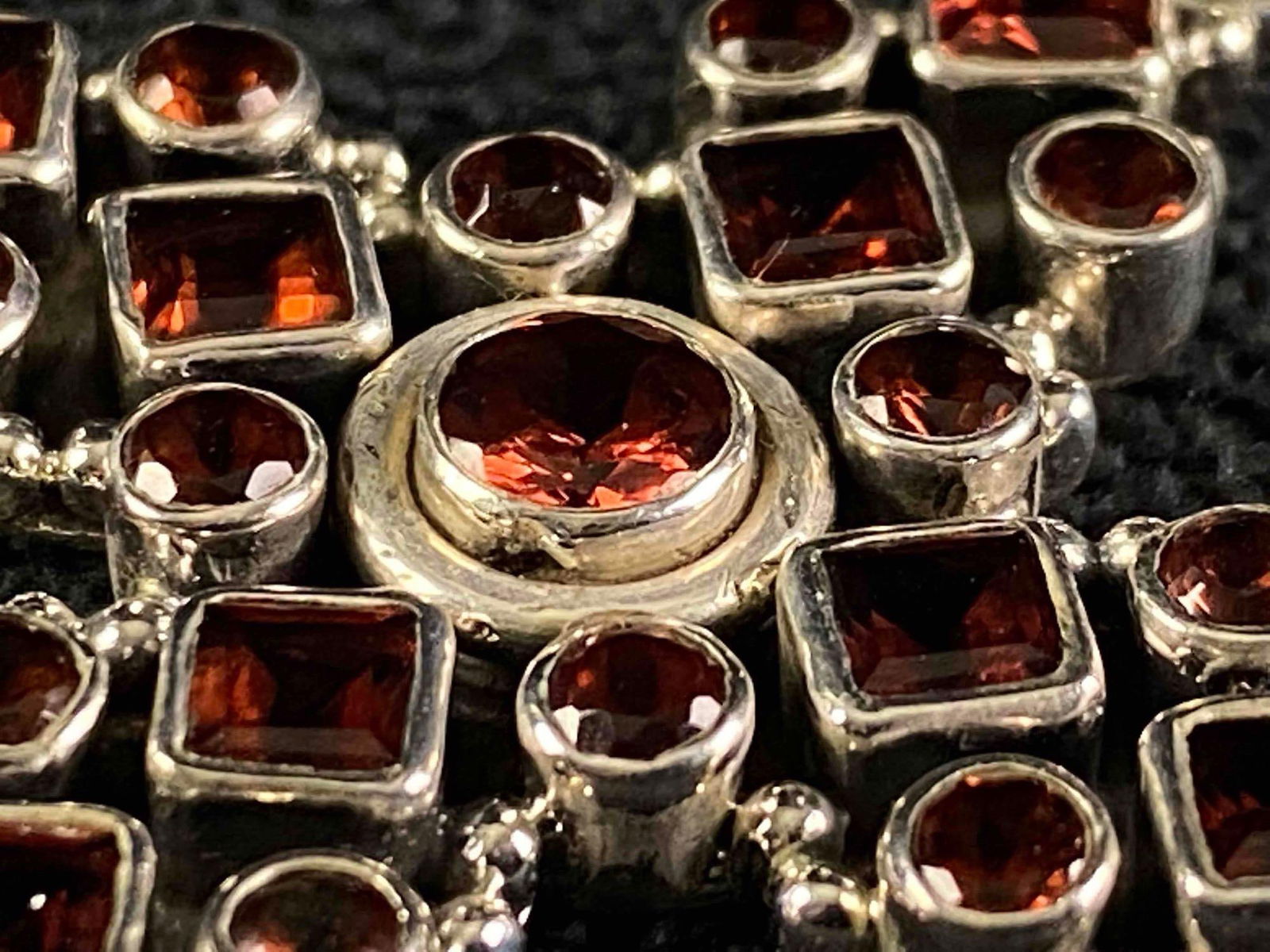 Vintage Sterling Natural Garnet Cross & Chain (1 of 5)