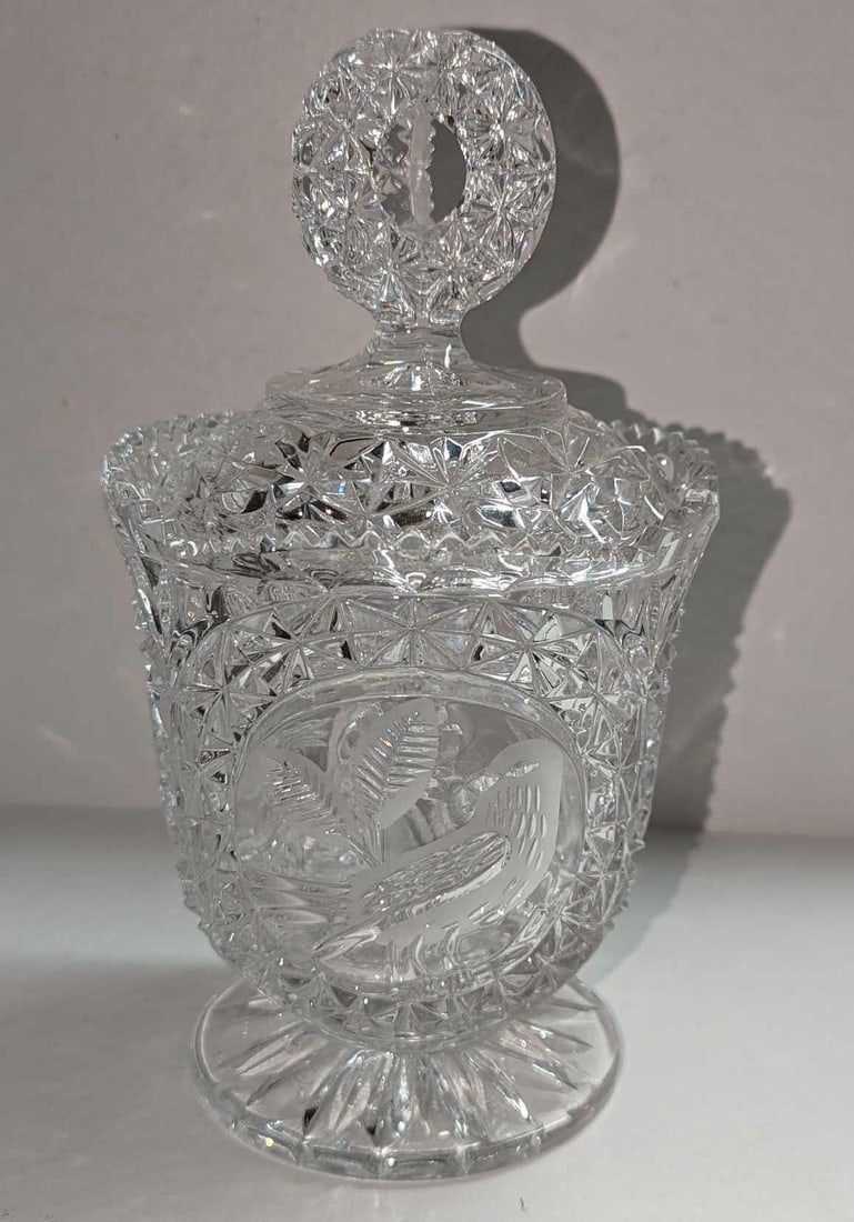 Vintage Crystal Candy Dish With Etched Birds (1 of 8)
