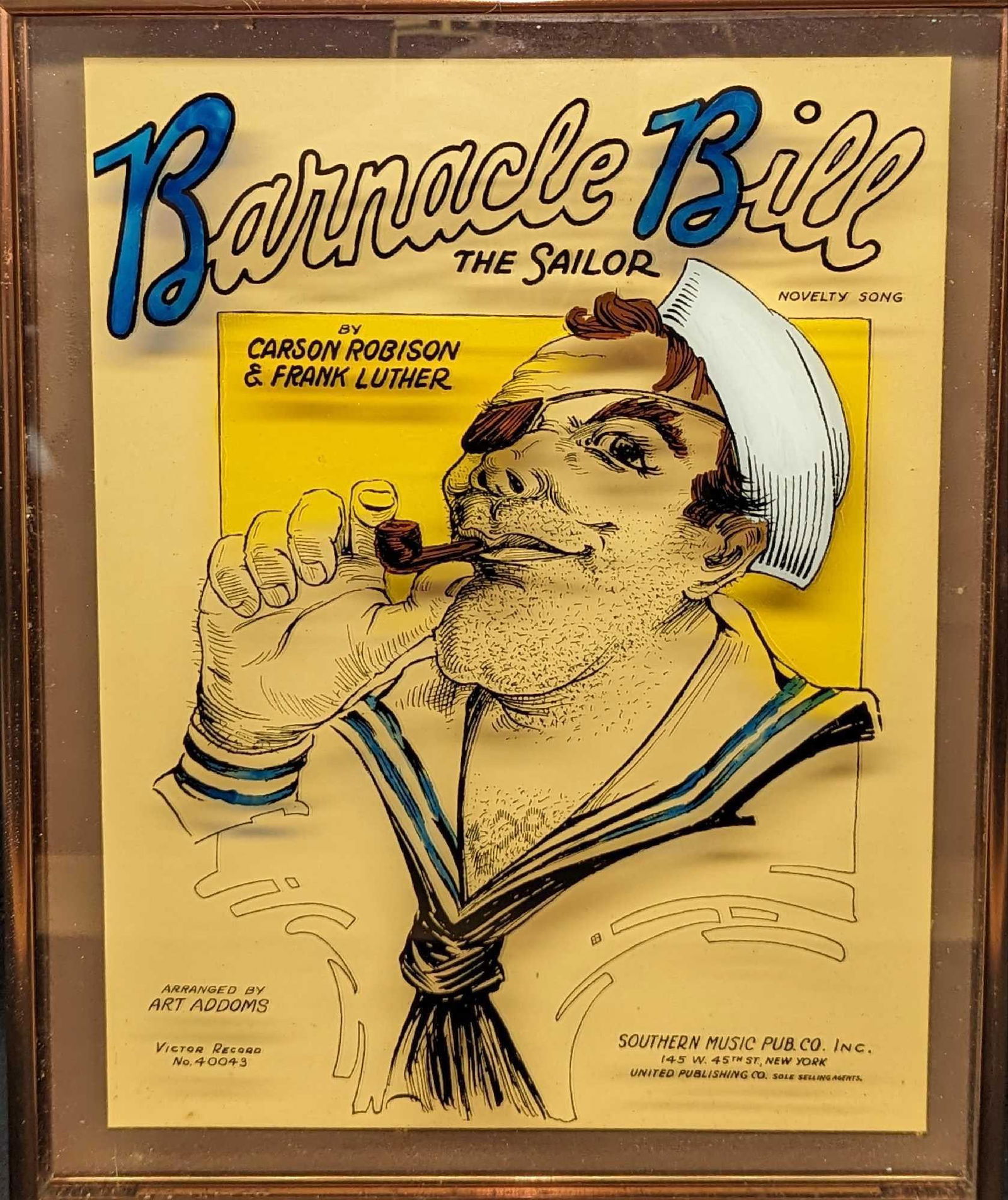Framed Barnacle Bill The Sailor Painted On Glass (1 of 4)