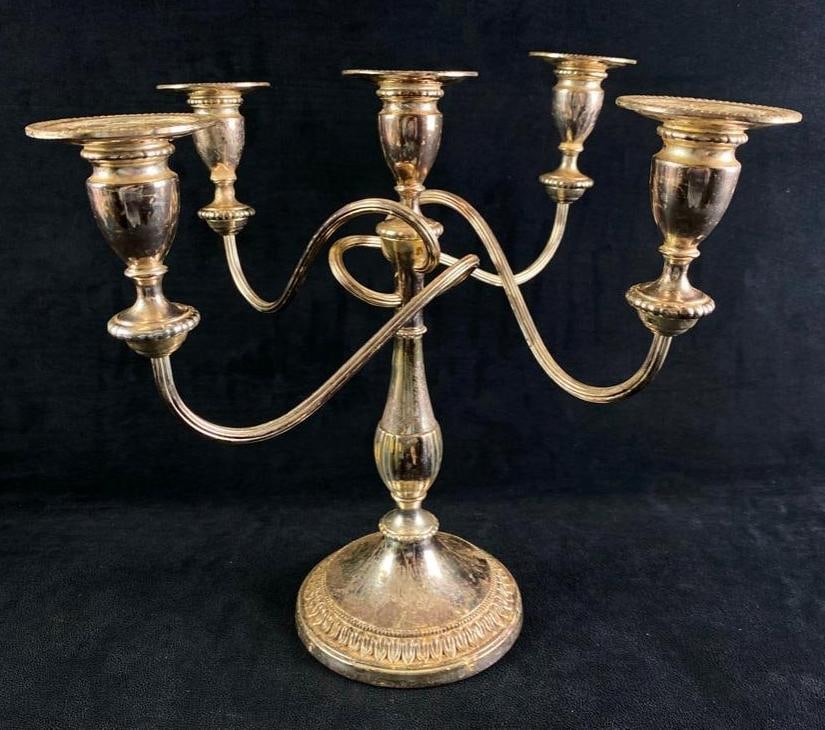 Vintage Swirl 5-Arm Silverplate Candelabra (1 of 7)