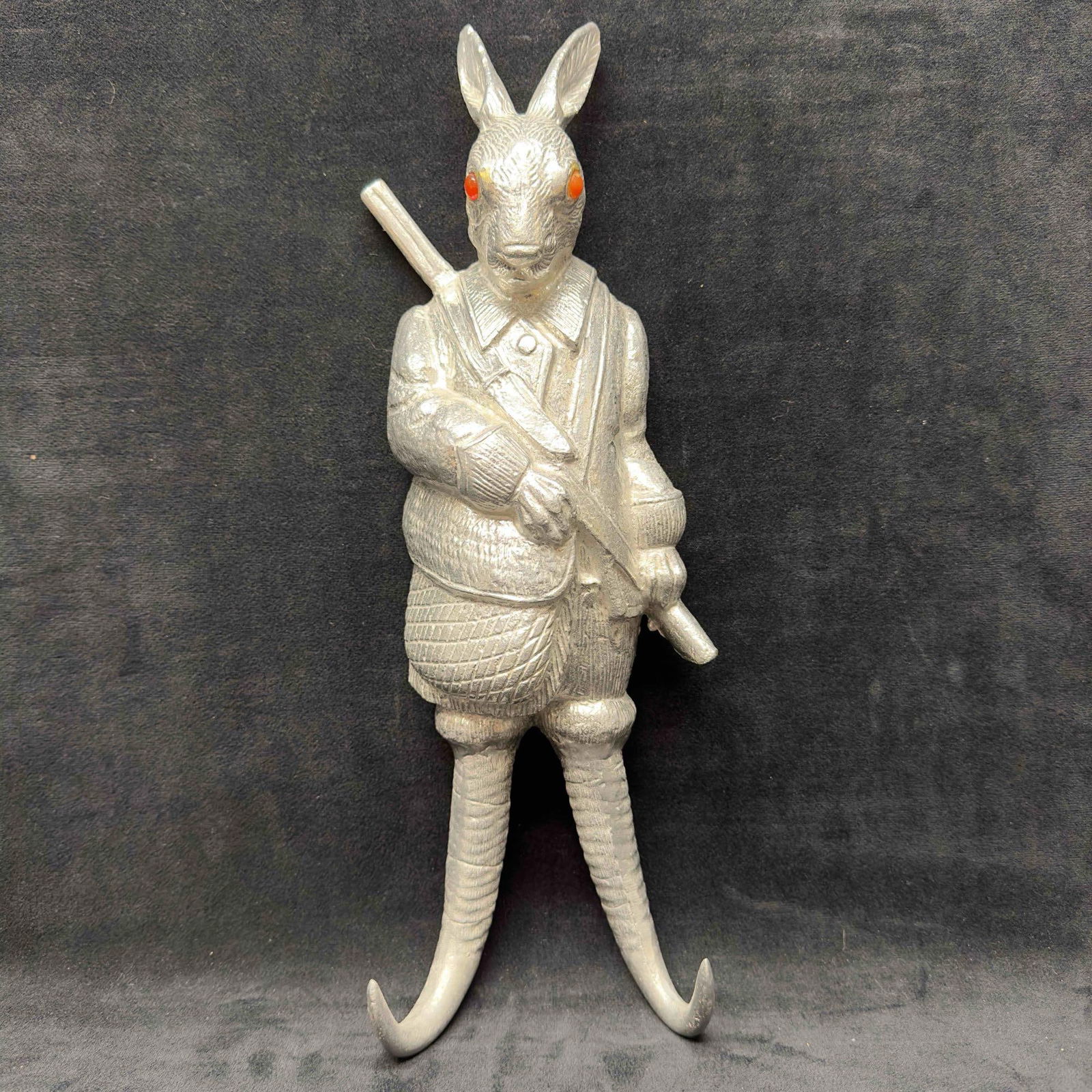 Arthur Court Cast Aluminum Coat Hook Rabbit Bunny 1977 Red Glass Bead Eyes #2 (1 of 11)