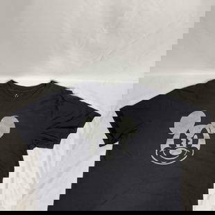 Mickey Mouse Head Face Superstar Black T-Shirt Disney Short Sleeve Shirt: Mickey Mouse Head Face Superstar Black T-Shirt Disney Short Sleeve Shirt. Black Mickey Mouse shirt with silver gray colored lettering and Disney design. This item is in good pre-owned, previously disp