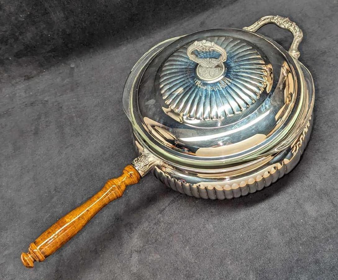 Vintage Sillverplate Chafing Dish With Pyrex Bowl (1 of 10)
