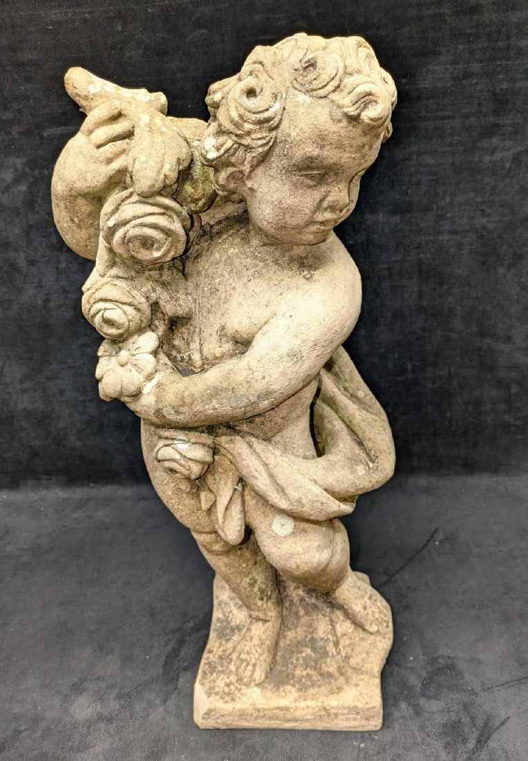Spring Season Cherub Garden Concrete Or Stone Statue (1 of 6)