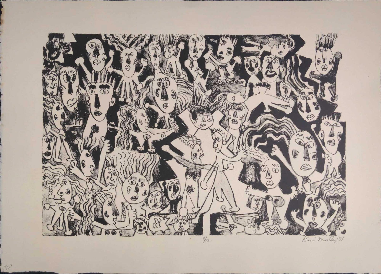 Kim Mosley (20th Century) Signed Woodblock Print: Kim Mosley (20th Century) Signed Woodblock Print Signed=Yes, In Pencil Size=20" x 15". Date=1971. Number=#3/#12. Please see all images as they are
