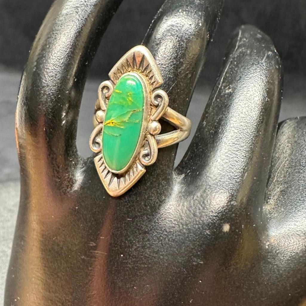 Sterling Turquoise Long Oval RIng (1 of 3)