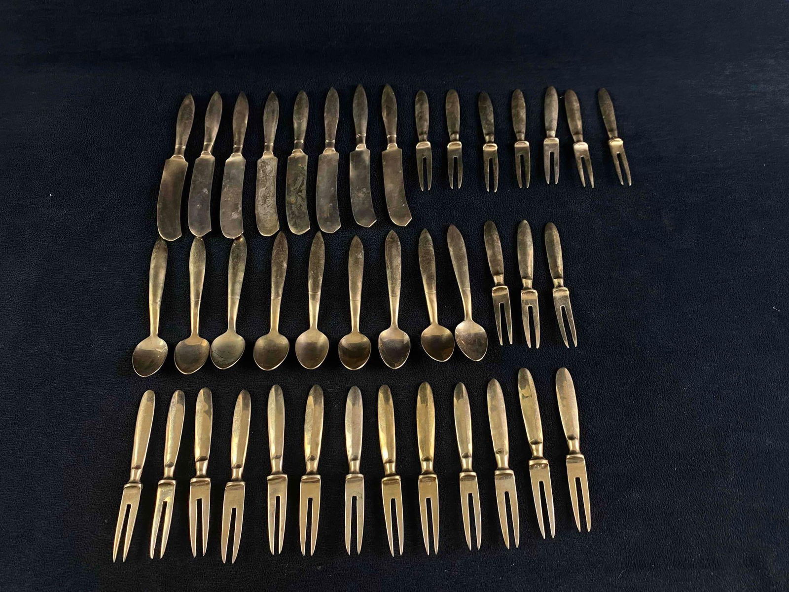 Antique Siam India Small Brass Butter Spreaders, Spoons, Forks (1 of 7)