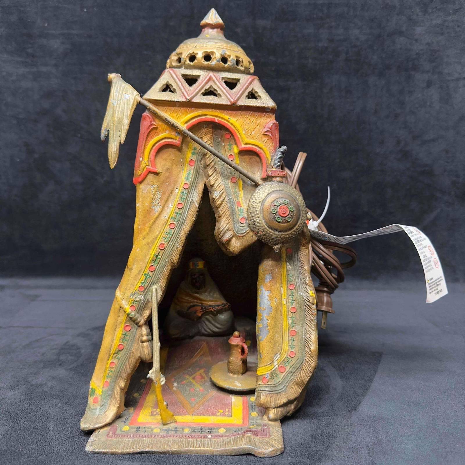Franz Bergmann Style Cold Painted Spelter Metal Table Lamp Orientalist Arabian Tent Bedouin J (1 of 14)