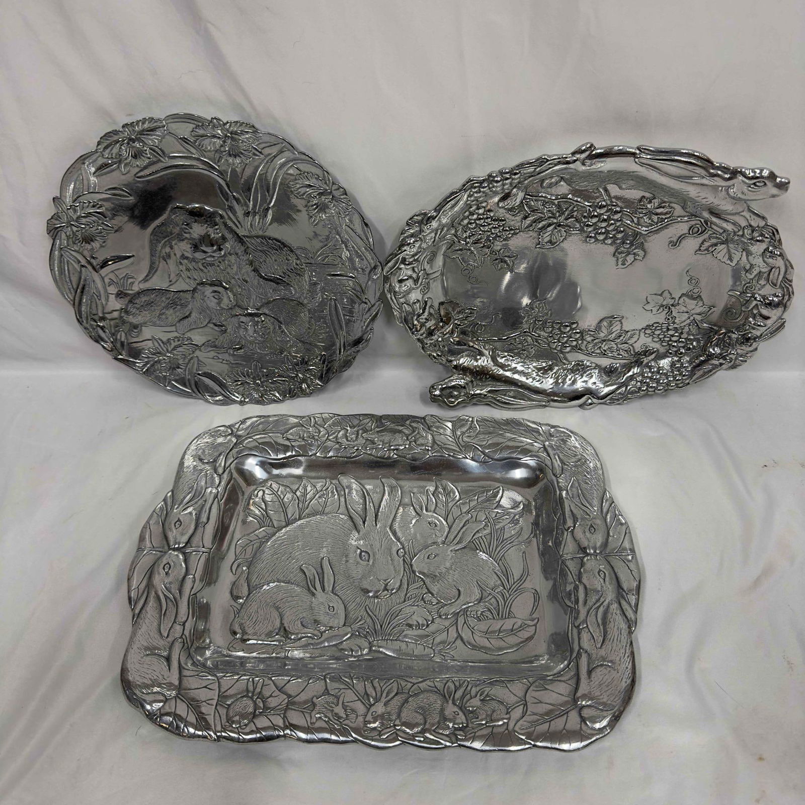 Arthur Court Cast Aluminum Rabbit Bunny Serving Platters Plates Collection Plate Set (1 of 11)
