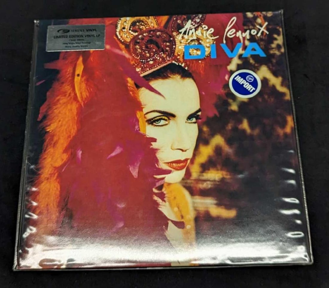 Sealed Limited Edition Annie Lennox Diva LP: Sealed Limited Edition Annie Lennox Diva LP. The package is sealed with a "Limited Edition Simply Vinyl" Sticker. This was released by RCA in 1999. The LP is approx 12 5/8" x 12 5/8" and it weighs 0.8