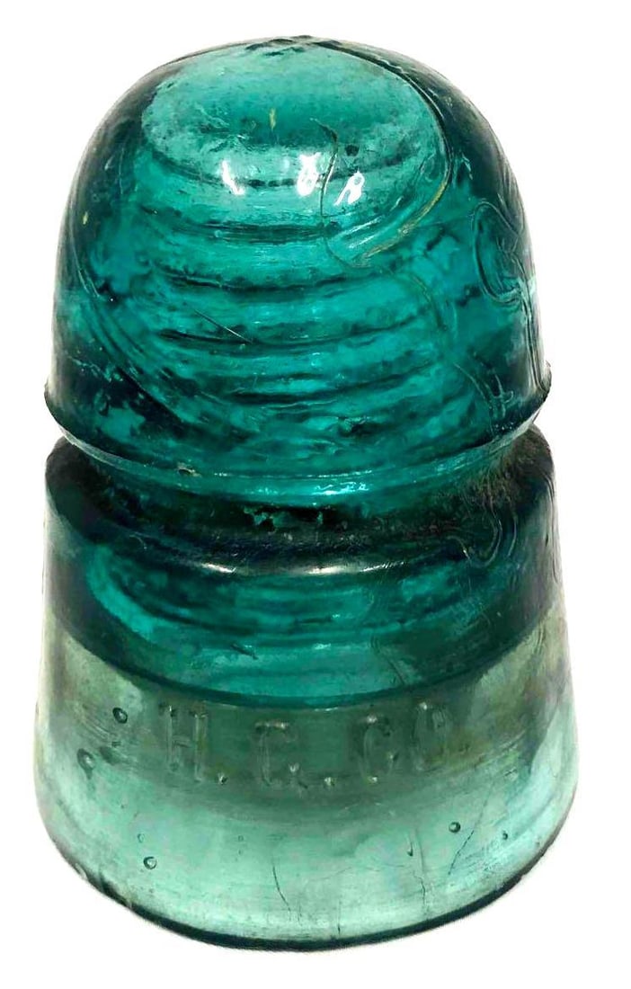 H.C CO. Aqua Petticoat Antique Glass Telegraph Insulator (1 of 7)