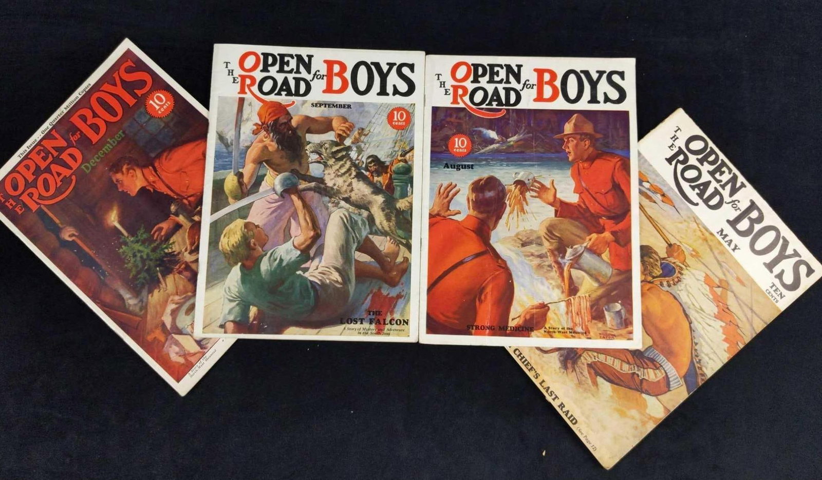 4 Vintage Open Road For Boys Magazines Action: This lot includes vintage "The Open Road For Boys". These magazines look pretty good for being from the 1920s and 1930s. Covers are colorful and suitable for framing. The pages are clean. Most