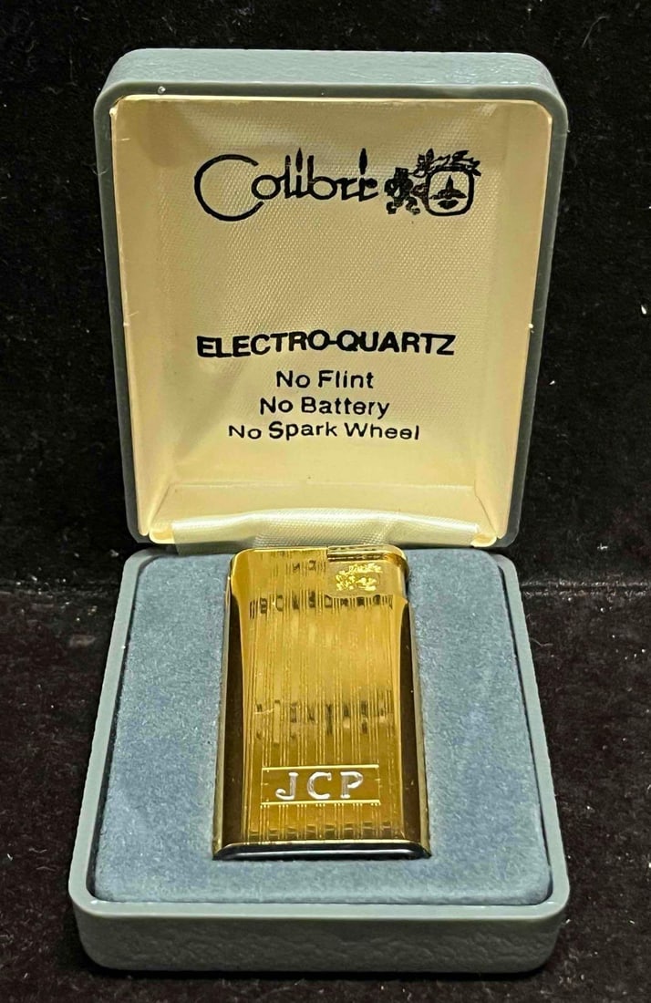 Vintage Colibri Electro Quartz Lighter Engraved JCP In Original Box (1 of 7)