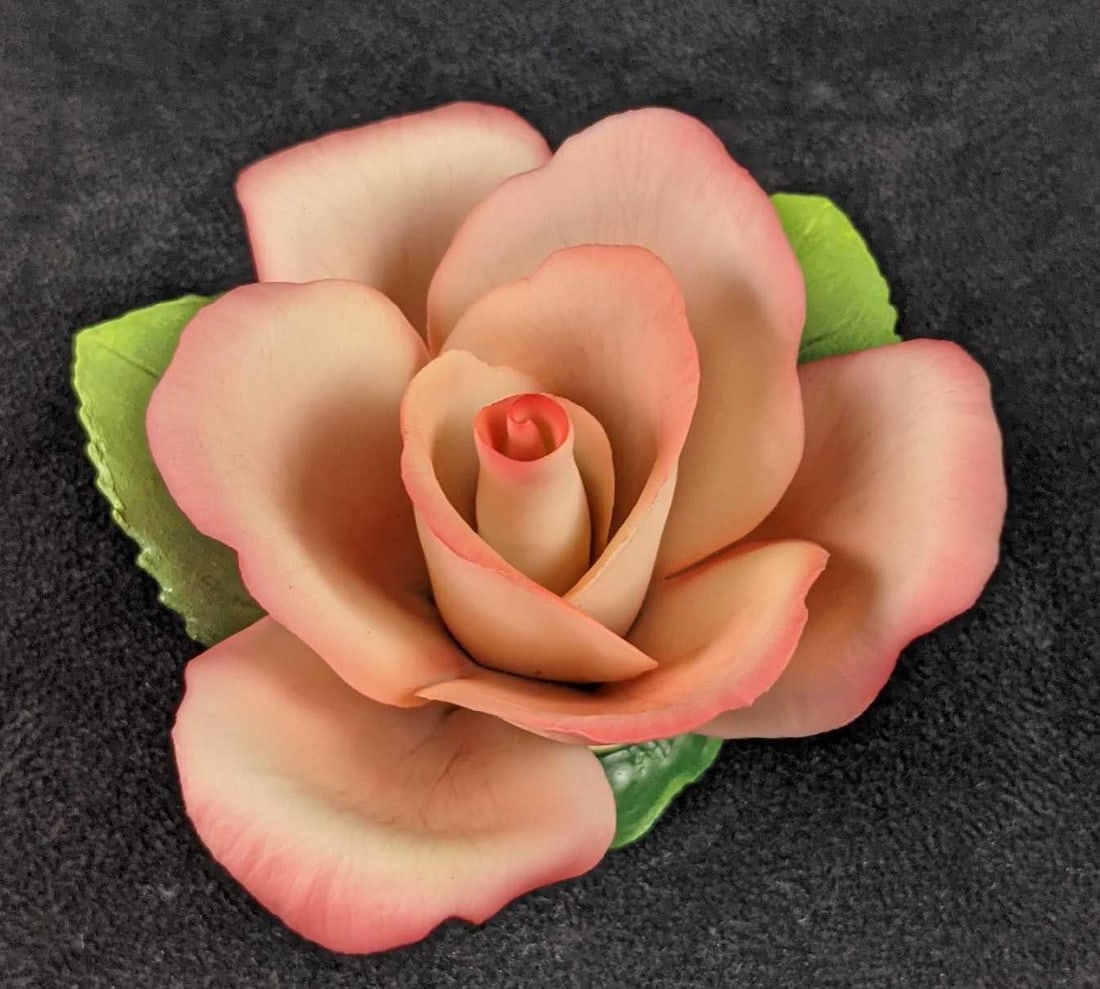 Napoleon Pink Rose Hand Painted Italian Porcelain: Napoleon Authentic Fine Porcelain Capodimonte Pink Rose sculpture, made in Italy. made of Capodimonte Porcelain, the finest of Italian artistic pottery with a history beginning in Naples in 1738.