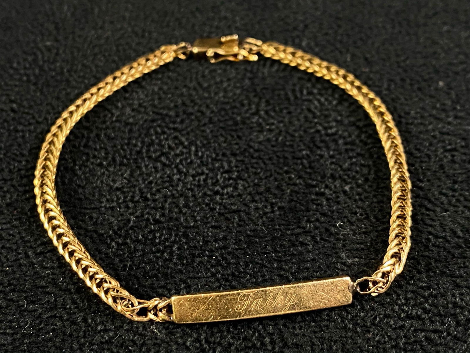Vintage 14K Gold Wheat Link " Fathy" ID Bracelet (1 of 9)