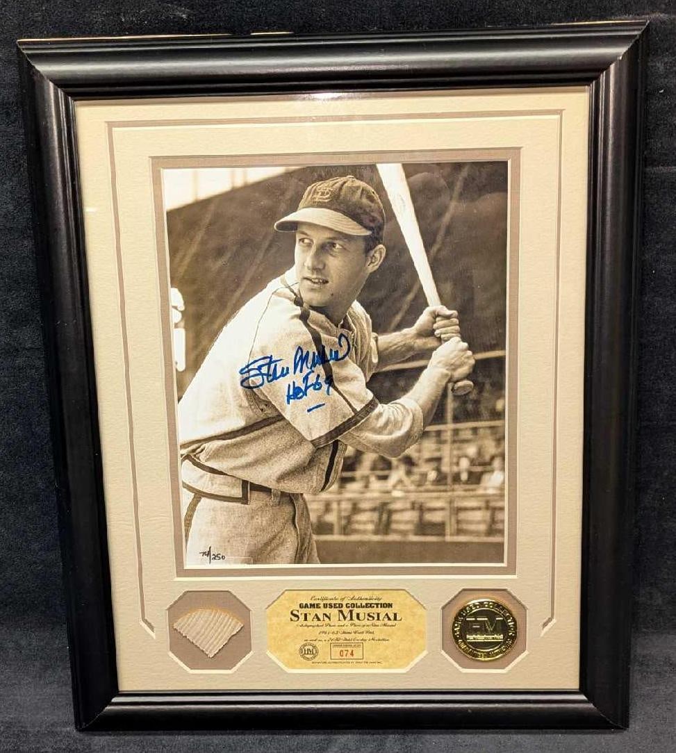 LE Stan Musial Game Used Bat In Highland Signed Photo (1 of 6)