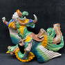 Chinese Warrior and Phoenix Bird Glazed Terra Cotta Hanging Wall Sculpture Roof Tile JB
