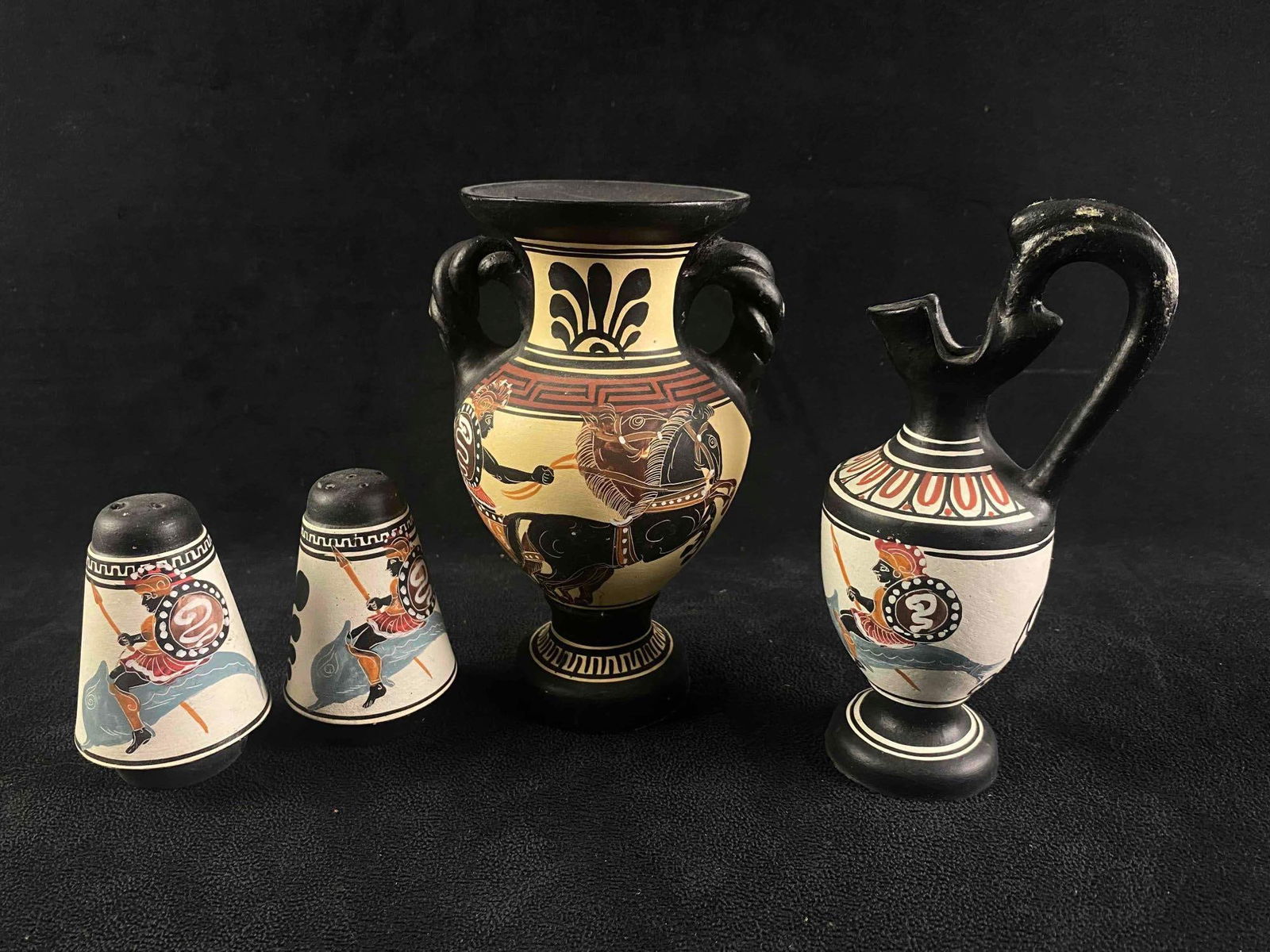 Vintage Handmade Clay Salt & Pepper Shakers Oil Vessel Vase (1 of 7)