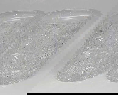 2 Vintage American Cut Double Old Fashioned Glasses B: 2 Vintage American Cut Double Old Fashioned Glasses B. From the 1980s. Each crystal glass is approx 3" x 3" x 3 7/8" and the total weight is 2 lbs. The glasses have no chips or cracks. The "AMC13" cut