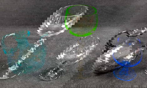 Twisted Stem Aperitif Glasse Blue Glass Cordial & Mini Pitcher (1 of 8)
