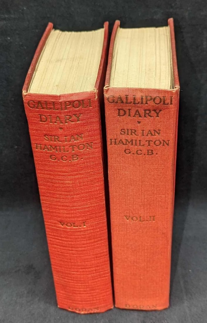 Volume 1 & 2 1920 Gallipoli Diary Ian Hamilton HC: Volume 1 & 2 1920 Gallipoli Diary Ian Hamilton HC. This was published by George H. Doran Company (New York) in 1920. Both volumes are approx 5 7/8" x 2" x 9" and the total weight is 3.31 lbs. The