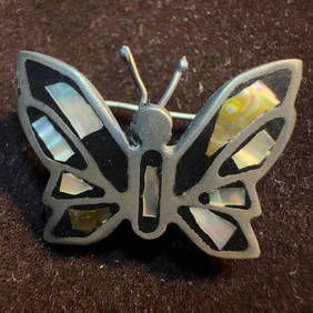 Abalone Shell Inlay Butterfly Sterling Silver Brooch B88 (1 of 7)
