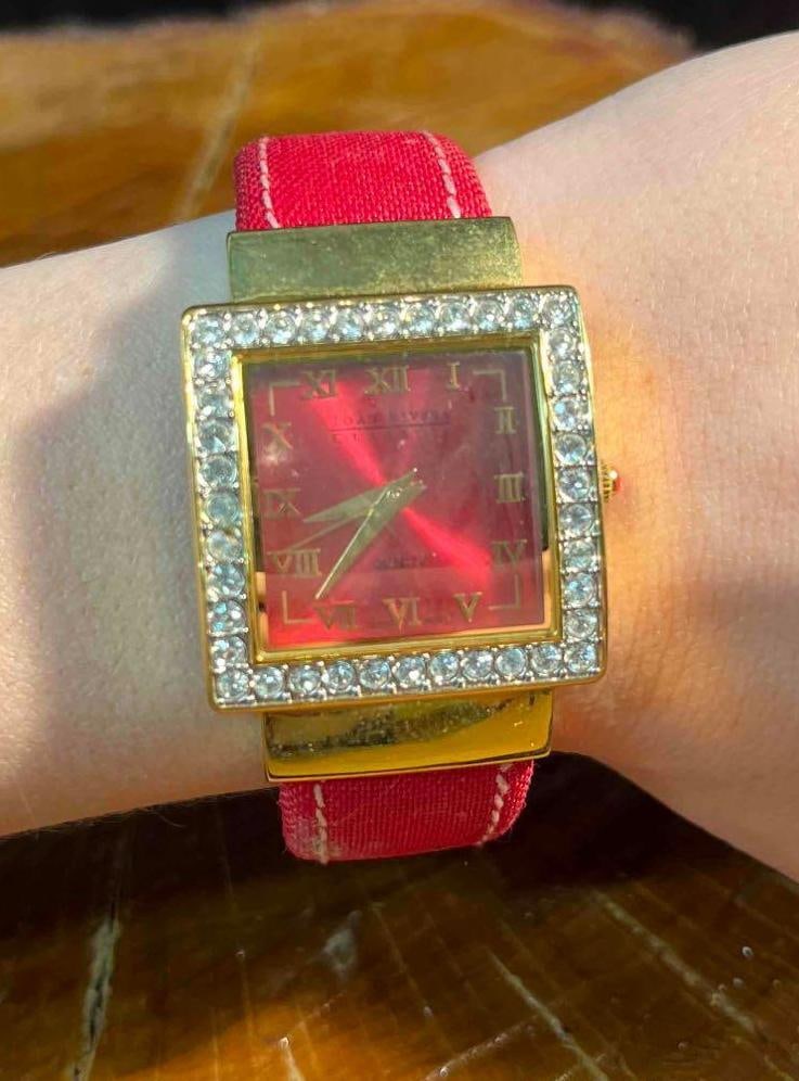 Joan Rivers Classic Collection Red Gold Tone Watch With Rhinestone (1 of 9)