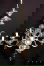 1940's Large 5 Arm Crystal Chandelier With Etched Body