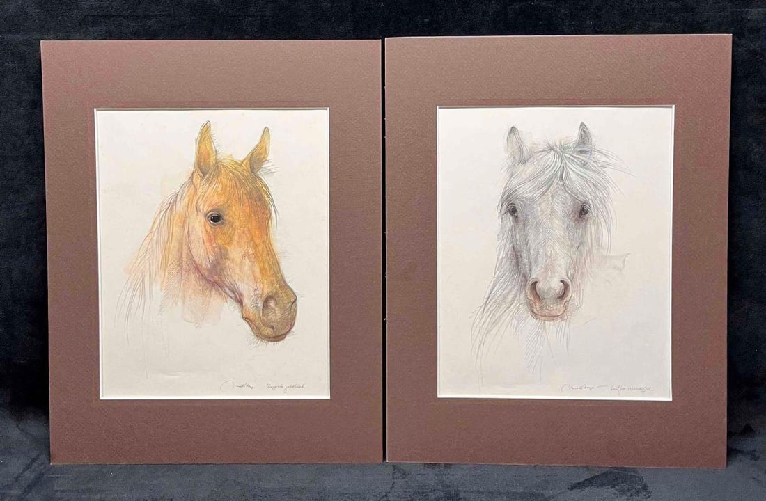 Two Horse Prints With Brown Borders By Danish Artist Mads Stage (1 of 12)