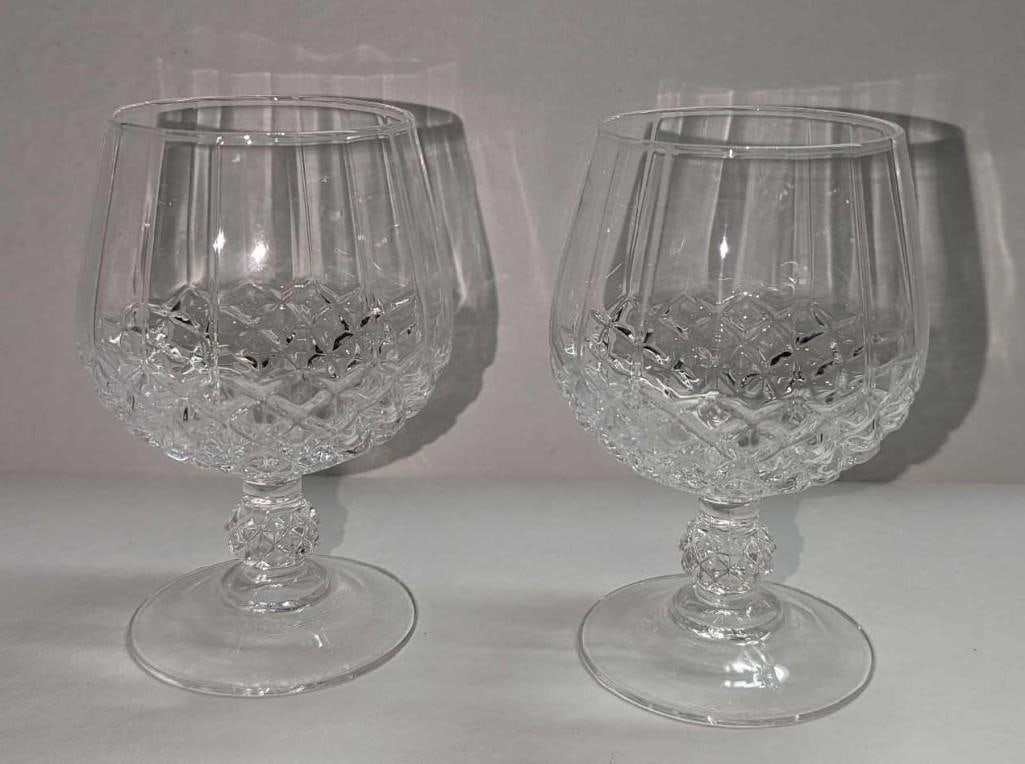 2 Brandy Snifter Glasses With Diamond Pattern A (1 of 6)