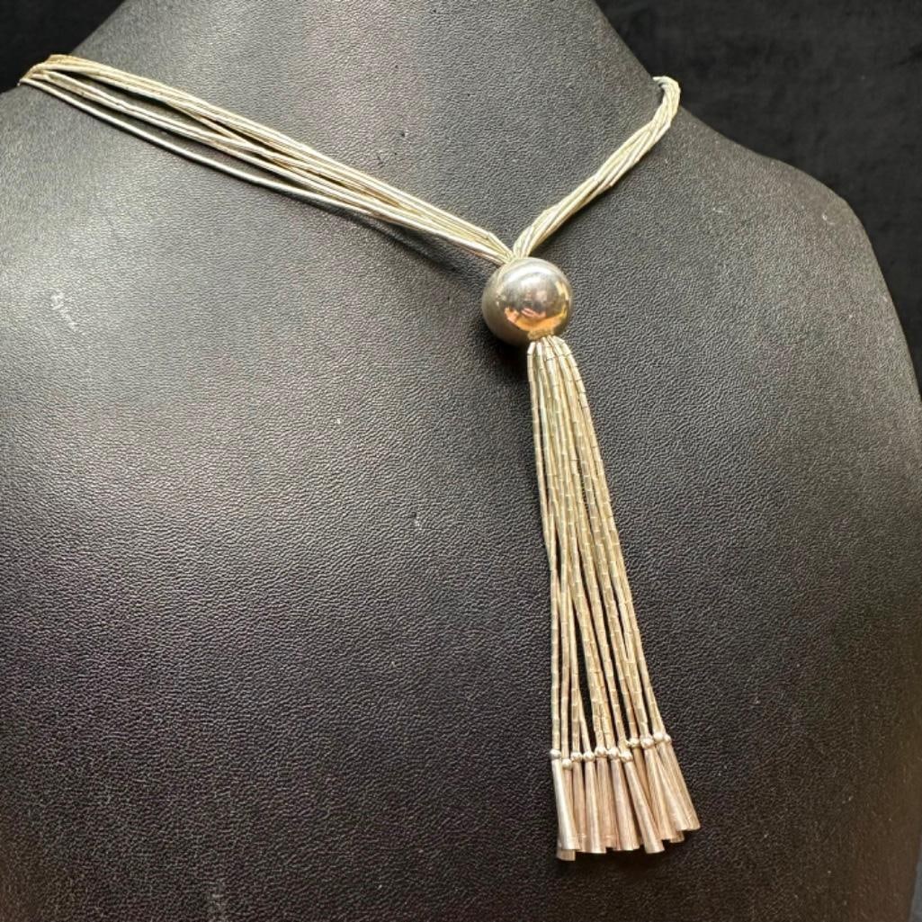 Multi-Strand Sterling Necklace with Round Bead (1 of 3)