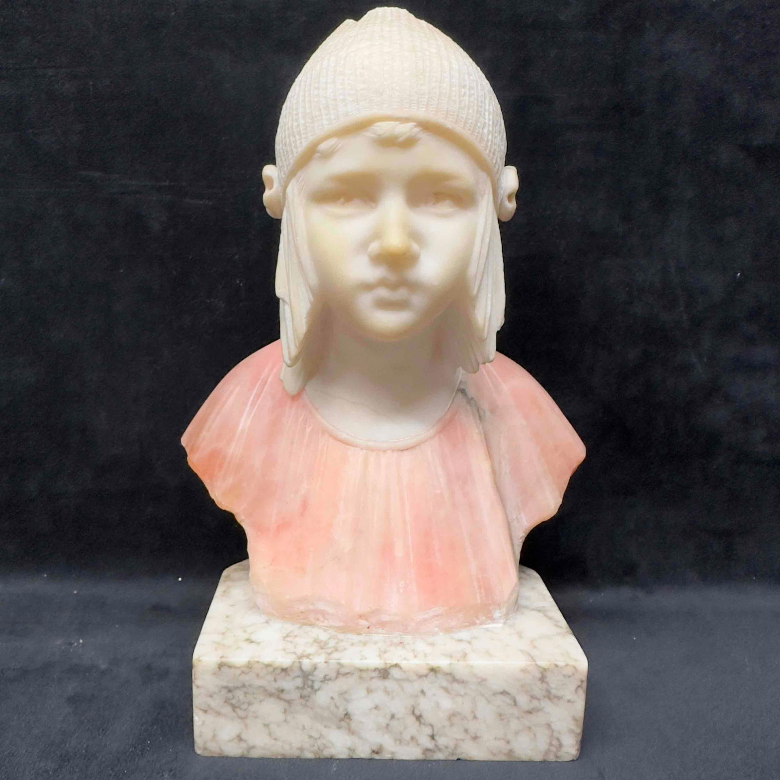 Signed Mario Pedrini Made in Italy Alabaster Italian Woman Carved Sculpture Bust JB (1 of 17)