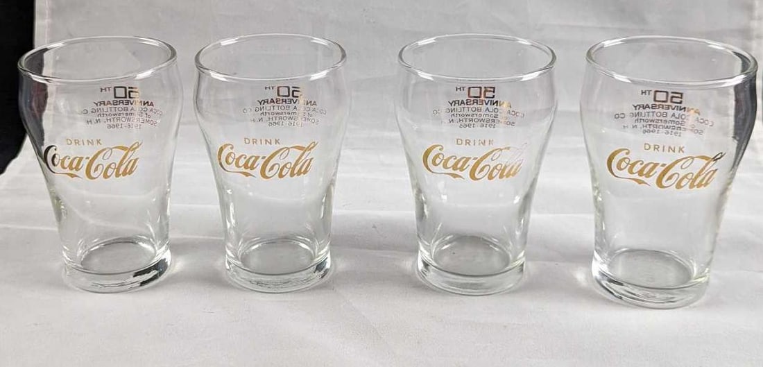 Vintage 4 Mini 4" Coca Cola Bell Shaped Glasses (1 of 9)