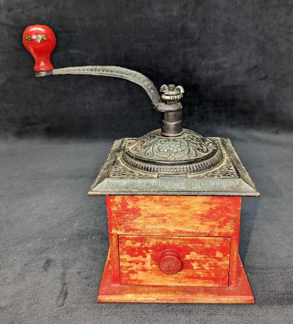 Vintage Wood & Wrought Iron Coffee Grinder (1 of 7)