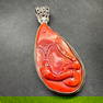 Sterling Red Coral Carved Snake Pendant