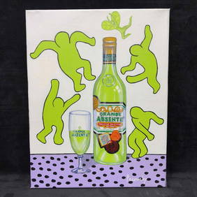 Absente Original Acrylic On Canvas Painting By John Pacovsky Based Off Keith Haring Artwork (1 of 10)