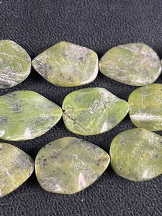 New Jade Serpentine Bead Strands Organic Shaped: New Jade Serpentine Bead Strands Organic Shaped Here is a lovely lot of new jade beads for that jewelry artist out there. Also, a great set to purchase and have a jeweler design a one-of-a-kind piece.