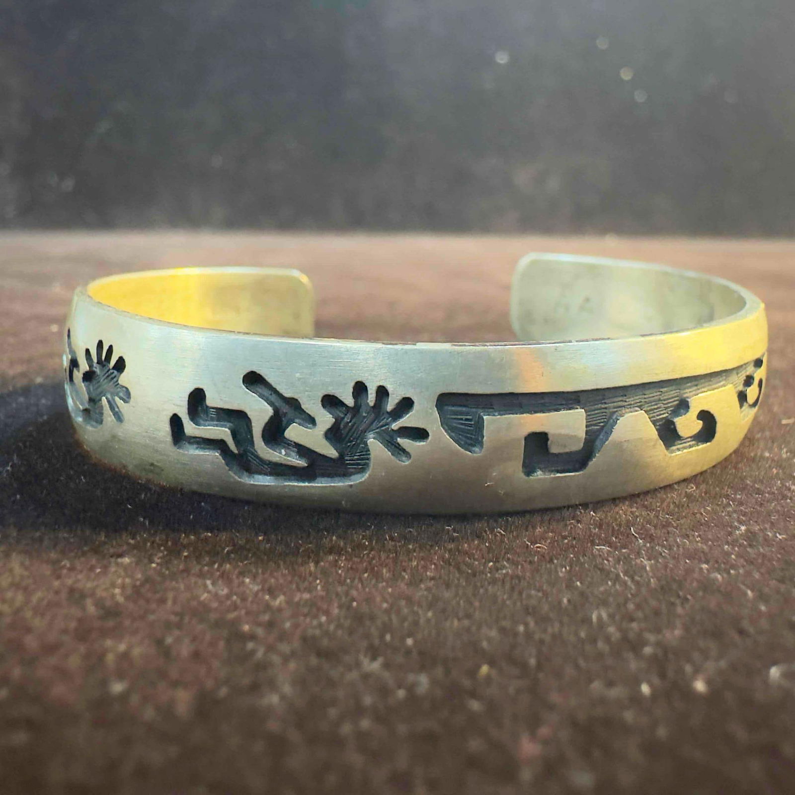 Kokopelli Sterling Silver AA Cuff Etched Design Bracelet B68 (1 of 8)