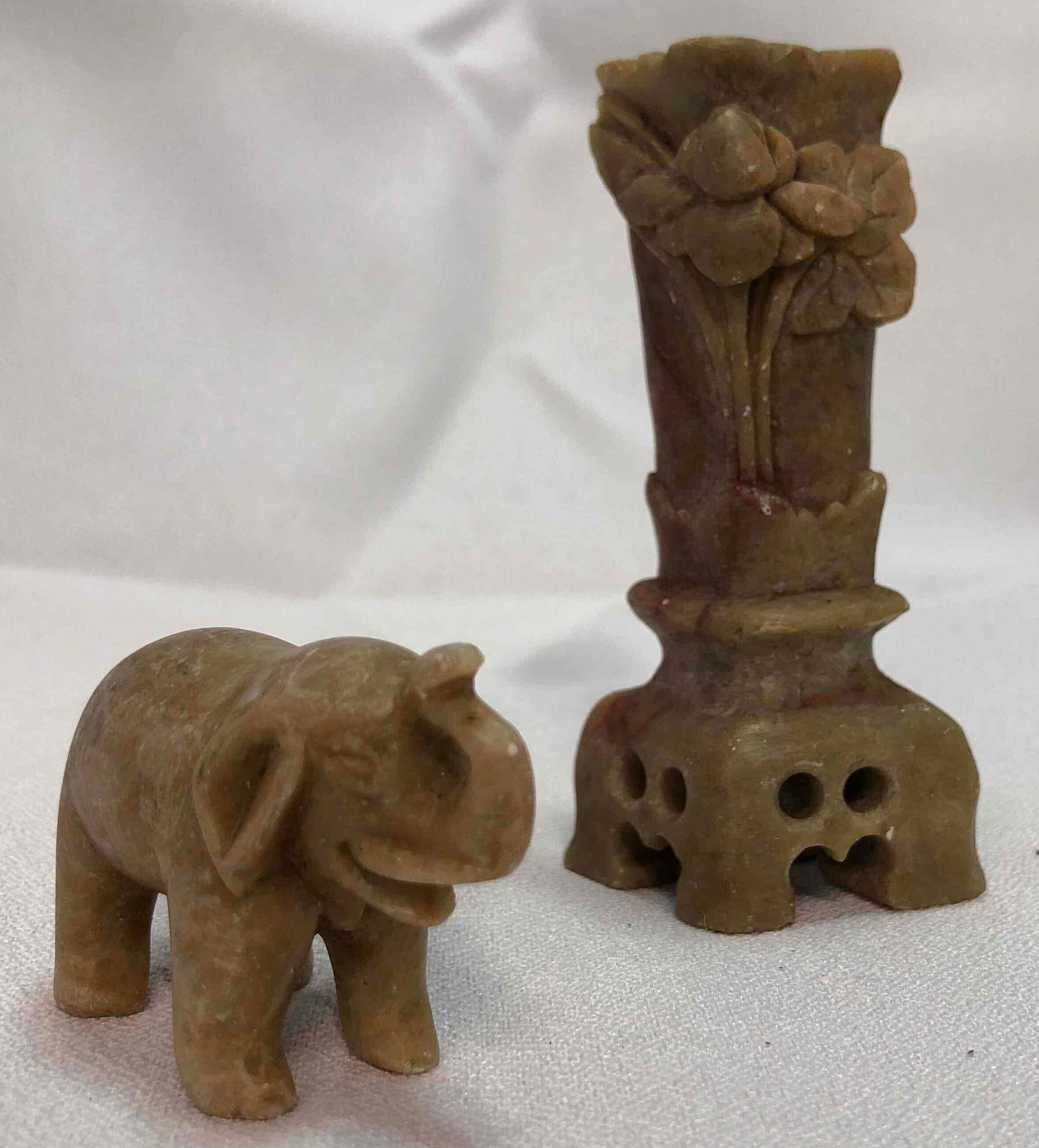 Vintage Chinese Carved Soapstone - Vase & Elephant (1 of 6)