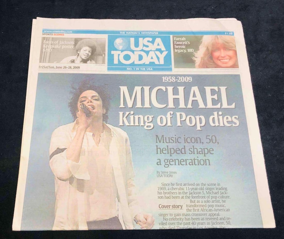 USA Today Newspaper June 26th-28th 2009 Michael Jackson The King Of Pop Dies (1) (1 of 5)