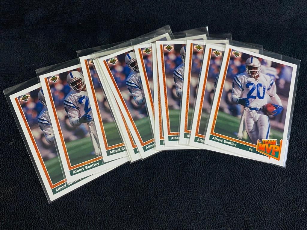 12 Albert Bentley 1991 Upper Deck Football Cards: 12 Albert Bentley 1991 Upper Deck Football Cards Lot of 12 Albert Bentley cards from the Upper Deck Team MVP series of NFL football cards. Cards are in varying condition, and are all sleeved. Please s