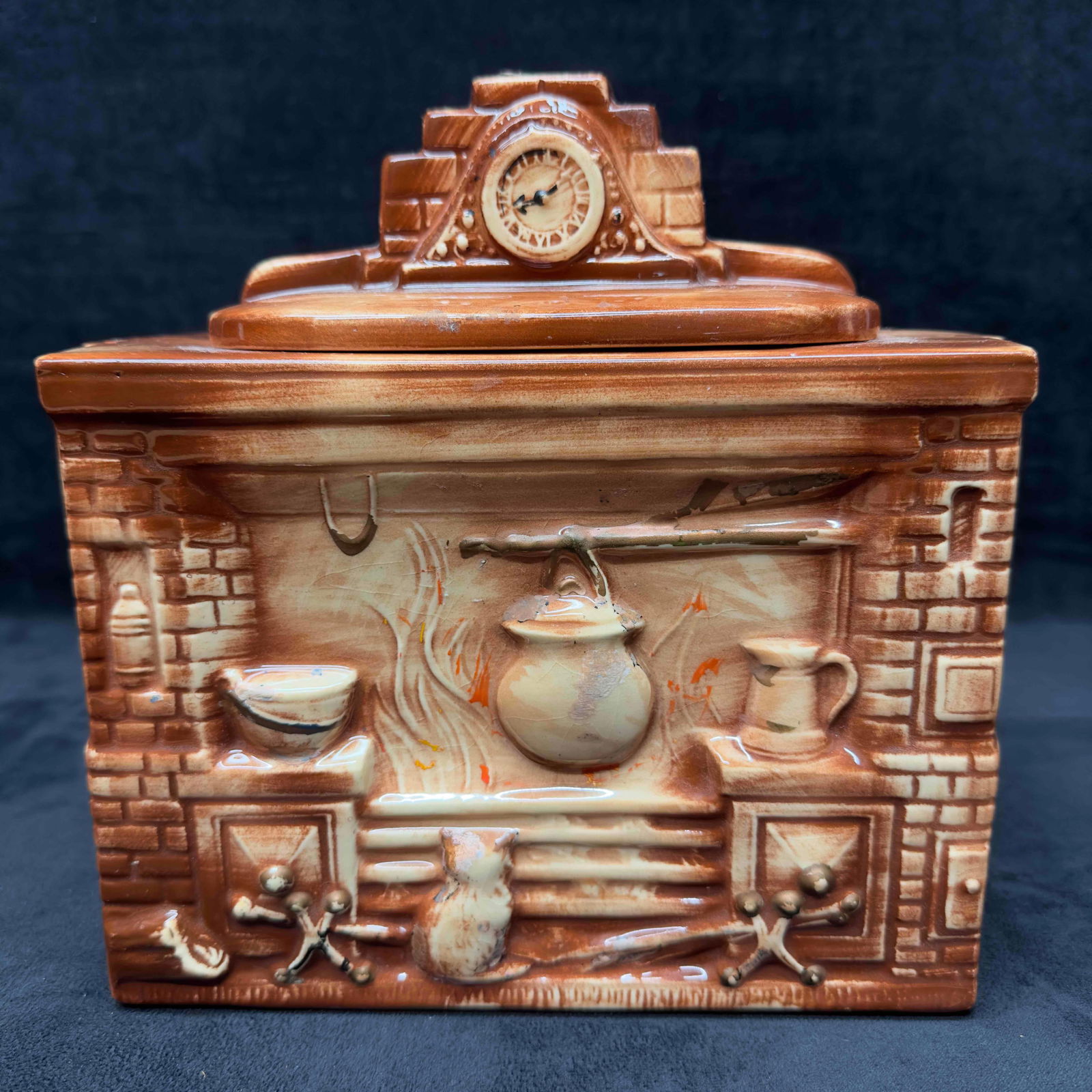 McCoy Colonial Fireplace Cookie Jar Candy Storage Porcelain Container (1 of 9)