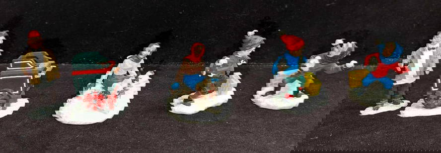 3 Coca-Cola Town Square Christmas Character Figurines: 3 Coca-Cola Town Square Christmas Character Figurines. This lot includes: (1) "Boys are Boys". Two figurines of two boys throwing snow. (1) "Skater Pause". An ice skater takes a break