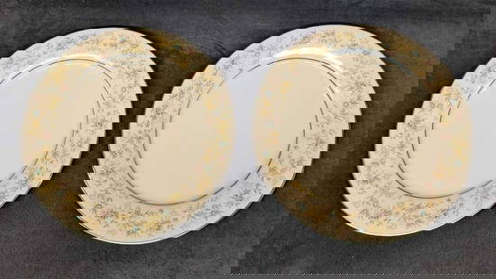 2 Retired Noritake Blossom Time Dinner Plates A: 2 Retired Noritake Blossom Time Dinner Plates A. Each plate is approx 10 3/8" x 10 3/8" x 7/8" and the total weight is 2.71lbs. The bowls have no chips or cracks. The "Blossom Time" design was release