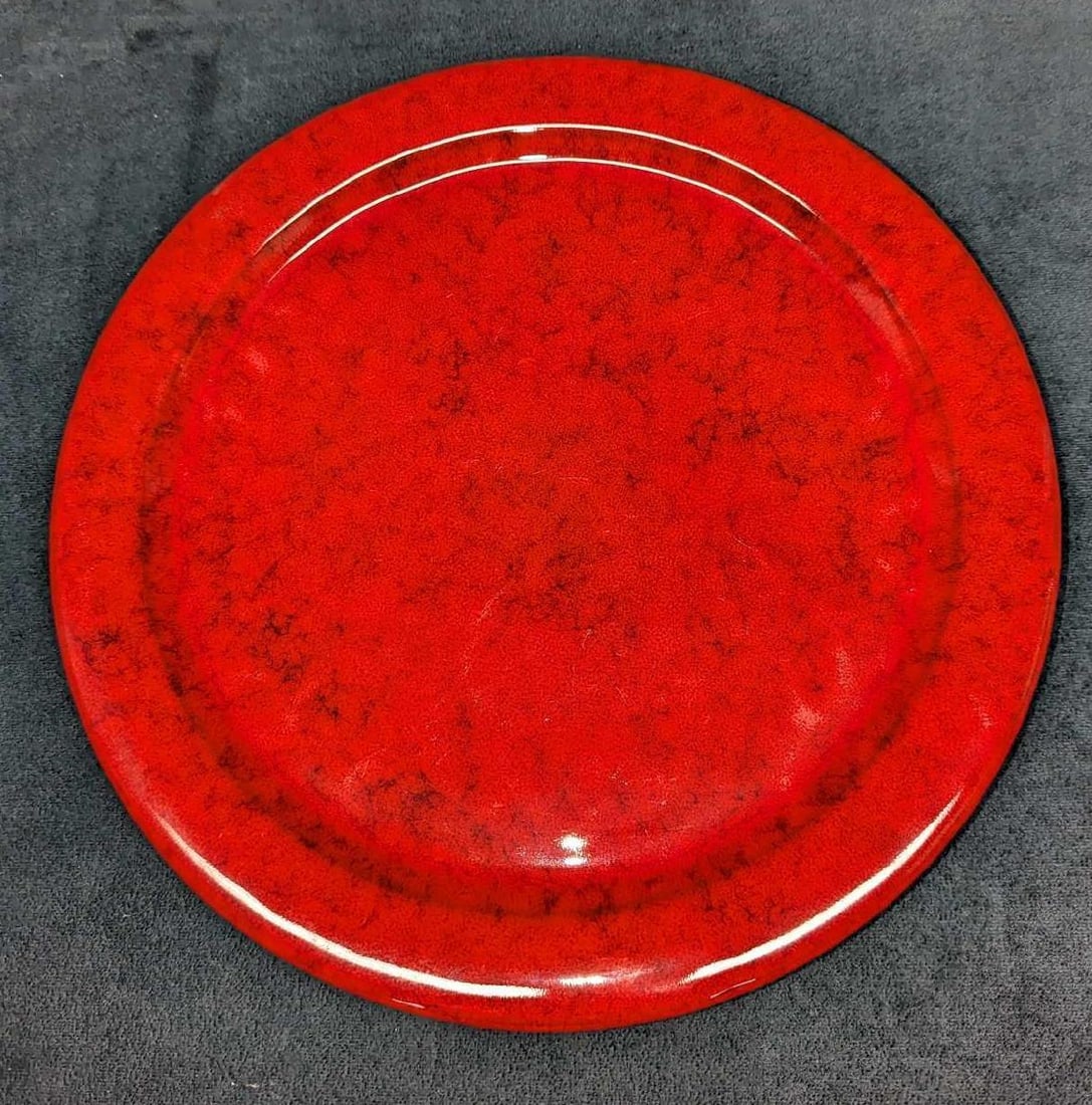 12" Handmade Red Ceramic Platter C (1 of 5)