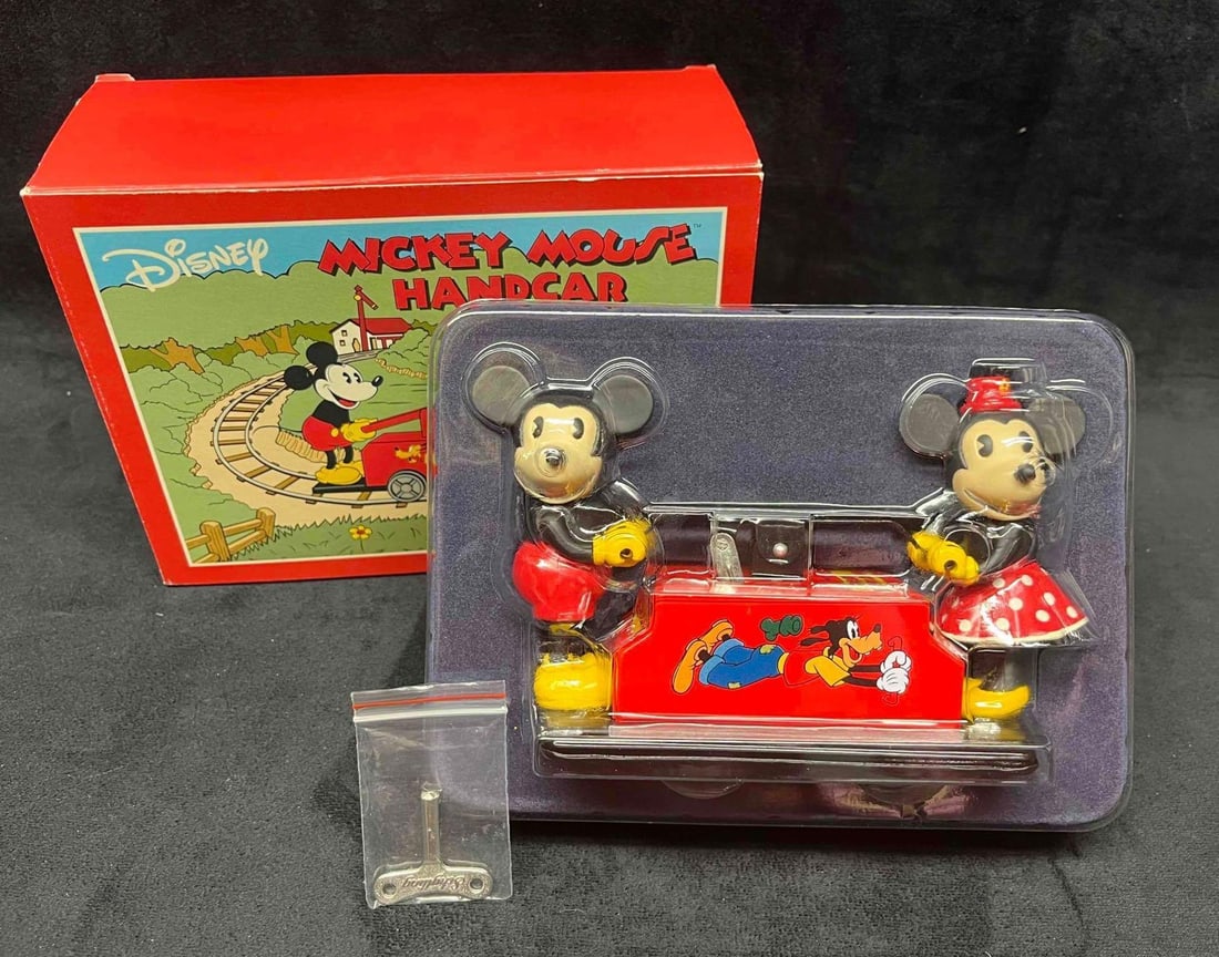 Disney Wind-Up Toy Mickey Mouse Hand Car Retro Collection In Box (1 of 10)