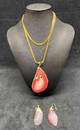 Agate Like Stone & Gold Colored Necklace/ Earring Set