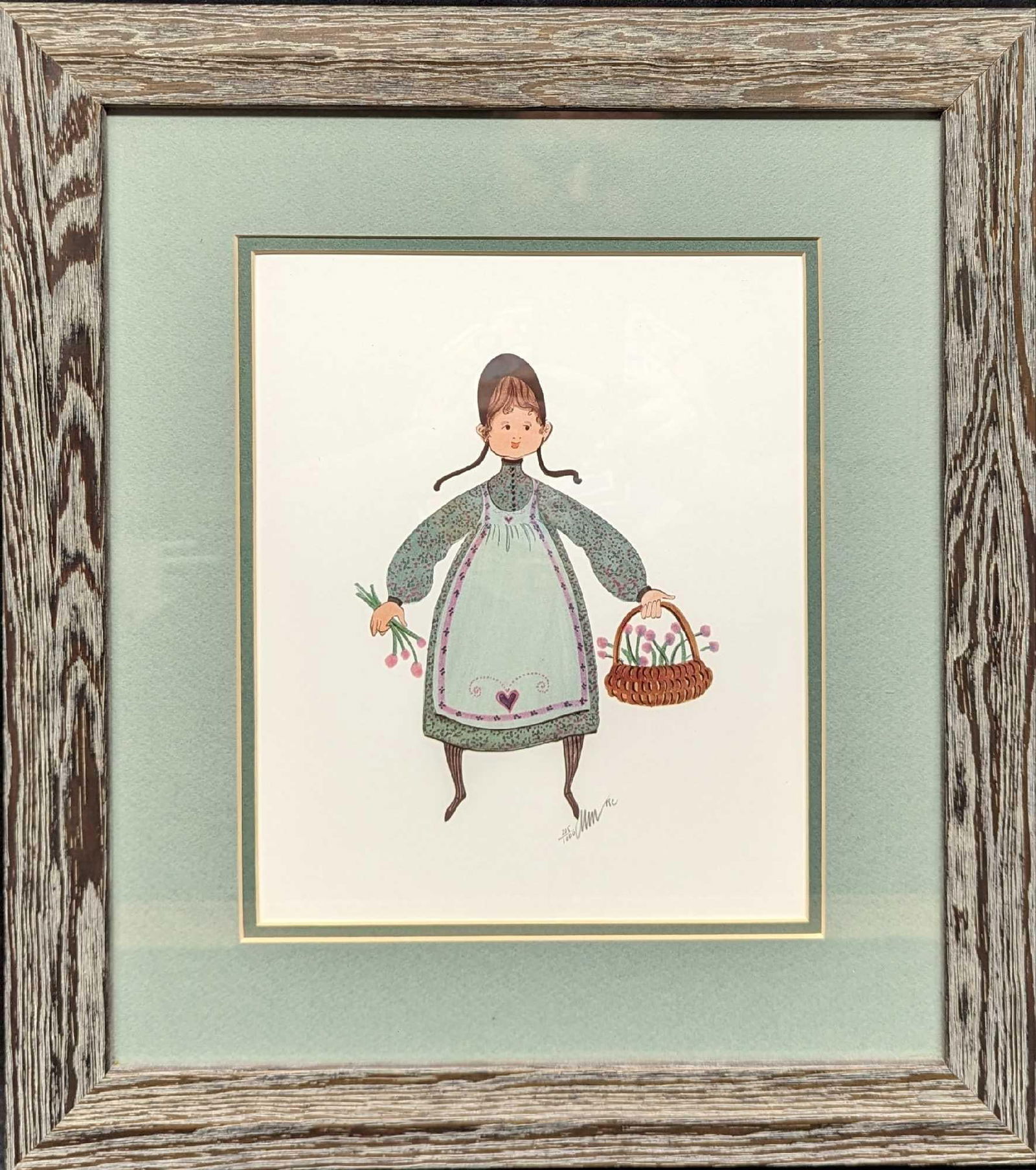 Framed S&N P. Buckley Moss Girl With Basket Print (1 of 5)